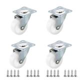 Low Profile Casters Wheels for Furniture, Small Swivel Polypropylene Caster with No Noise, 360 Degree Top Plate Caster (Screws Included) (2 White, 4)' Low Profile Casters Wheels for Furniture, Small Swivel Polypropylene Caster with No Noise, 360 Degree Top Plate Caster (Screws Included) (2 White, 4)'