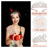 45th Birthday Gifts Decorations for Women, Including 45 year old Cake Topper, Birthday Queen Sash with Pearl Pin, Sweet Rhinestone Tiara Crown, Number Candles and Balloons Set, Rose Gold - Retail: $14 45th Birthday Gifts Decorations for Women, Including 45 year old Cake Topper, Birthday Queen Sash with Pearl Pin, Sweet Rhinestone Tiara Crown, Number Candles and Balloons Set, Rose Gold - Retail: $14