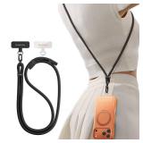 Phone Lanyard Crossbody with 2 Phone Tabs, Adjustable Anti Theft Phone Strap for All Phones, Premium Metal Buckles, Skin-Friendly, Universal Cell Phone Neck lanyard for Travel Essentials, Black - Reta Phone Lanyard Crossbody with 2 Phone Tabs, Adjustable Anti Theft Phone Strap for All Phones, Premium Metal Buckles, Skin-Friendly, Universal Cell Phone Neck lanyard for Travel Essentials, Black - Reta