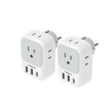 TESSAN 2 Pack Type E F Plug Adapter USB C, Germany France Power Adaptor with 3 USB Charger Ports, 4 AC Outlets Travel Plug for US to Europe EU Spain Iceland Korea Greece Russia German French - Retail: TESSAN 2 Pack Type E F Plug Adapter USB C, Germany France Power Adaptor with 3 USB Charger Ports, 4 AC Outlets Travel Plug for US to Europe EU Spain Iceland Korea Greece Russia German French - Retail: