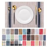 Placemats Set of 6 Washable Indoor/Outdoor Vinyl Place Mats for Dining Table Durable Non-Slip Heat Resistant PVC Weave Table Mats Stripes-Blue - Retail: $10 Placemats Set of 6 Washable Indoor/Outdoor Vinyl Place Mats for Dining Table Durable Non-Slip Heat Resistant PVC Weave Table Mats Stripes-Blue - Retail: $10