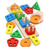 Montessori Toys for 1 to 3-Year-Old Boys Girls Toddlers, Wooden Sorting & Stacking Toys for Toddlers and Kids Preschool, Educational Color Recognition Shape Sorter, Learning Puzzles Gift - Retail: $10 Montessori Toys for 1 to 3-Year-Old Boys Girls Toddlers, Wooden Sorting & Stacking Toys for Toddlers and Kids Preschool, Educational Color Recognition Shape Sorter, Learning Puzzles Gift - Retail: $10