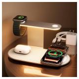 3 in 1 Charging Station for MagSafe Wireless Charger with Three-Level Night Light, 15W Max Fast Charging for iPhone 17/16/15/14/13/, Apple Watch Series 2-11/SE 3/ Ultra 3, AirPods Pro 3-Gray - Retail: 3 in 1 Charging Station for MagSafe Wireless Charger with Three-Level Night Light, 15W Max Fast Charging for iPhone 17/16/15/14/13/, Apple Watch Series 2-11/SE 3/ Ultra 3, AirPods Pro 3-Gray - Retail: