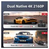 Dash Cam Car Front Rear 4K+4K WiFi Bluetooth Dash Cam with 64GB SD Card, Dual Car Camera with Parking Monitoring, Super Night Vision, HDR, G-Sensor, Loop Recording, App Control, Max 512GB - Retail: $1 Dash Cam Car Front Rear 4K+4K WiFi Bluetooth Dash Cam with 64GB SD Card, Dual Car Camera with Parking Monitoring, Super Night Vision, HDR, G-Sensor, Loop Recording, App Control, Max 512GB - Retail: $1