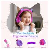 Bluetooth 5.4 Kids Headphones with Case - RGB LED Light Up Cat Ears Foldable Adjustable Over Ear Headphone Support Wireless or 3.5mm Wired Mode for Toddler & Girls & Boys Teens Bluetooth 5.4 Kids Headphones with Case - RGB LED Light Up Cat Ears Foldable Adjustable Over Ear Headphone Support Wireless or 3.5mm Wired Mode for Toddler & Girls & Boys Teens