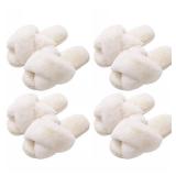 4Pairs Women's Fuzzy Slippers Cross Band Memory Foam House Slippers Open Toe Indoor Outdoor Shoes, White, 40-41 (Size 8.5-9.5) - Retail: $40 4Pairs Women's Fuzzy Slippers Cross Band Memory Foam House Slippers Open Toe Indoor Outdoor Shoes, White, 40-41 (Size 8.5-9.5) - Retail: $40