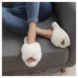 4Pairs Women's Fuzzy Slippers Cross Band Memory Foam House Slippers Open Toe Indoor Outdoor Shoes, White, 40-41 (Size 8.5-9.5) - Retail: $40 4Pairs Women's Fuzzy Slippers Cross Band Memory Foam House Slippers Open Toe Indoor Outdoor Shoes, White, 40-41 (Size 8.5-9.5) - Retail: $40
