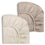 Pack and Play Sheets for Baby Boy and Girl 2 Pack, Neutral Muslin Cotton Pack N Play Mattresses Sheet 27x39', Muslin Nursery Bedding Soft and Breathable Comfort (Beige & Cream) - Retail: $20' Pack and Play Sheets for Baby Boy and Girl 2 Pack, Neutral Muslin Cotton Pack N Play Mattresses Sheet 27x39', Muslin Nursery Bedding Soft and Breathable Comfort (Beige & Cream) - Retail: $20'