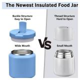 26oz Kids Jar for Hot Food, Insulated Vacuum Food Jar with Buckle Lid, Stainless Steel Wide Mouth Leak Proof Insulated Lunch Container for School Picnic Travel, Sky Blue - Retail: $20 26oz Kids Jar for Hot Food, Insulated Vacuum Food Jar with Buckle Lid, Stainless Steel Wide Mouth Leak Proof Insulated Lunch Container for School Picnic Travel, Sky Blue - Retail: $20