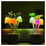 Sensor Mushroom Night Light - 2 Pack Color Changing Plug-in Wall LED Mushroom Dream Bed Lamp for Kids Adults Stocking Stuffers Ideas Birthday Gift Cute Nightlight - Retail: $8 Sensor Mushroom Night Light - 2 Pack Color Changing Plug-in Wall LED Mushroom Dream Bed Lamp for Kids Adults Stocking Stuffers Ideas Birthday Gift Cute Nightlight - Retail: $8