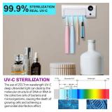 UV Toothbrush Cleaner, Timer Function, Rechargeable Tooth Brush Holder Wall-Mounted for Bathroom, No Drilling, 4 Slots - Retail: $20 UV Toothbrush Cleaner, Timer Function, Rechargeable Tooth Brush Holder Wall-Mounted for Bathroom, No Drilling, 4 Slots - Retail: $20