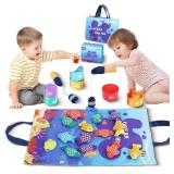 Montessori Toys for 1 Year Old, 27 Pcs Cloth Fishing Game for Toddlers Sorting Toy, Baby Toys for 1 Year Old Boy with Stacking Cups, Fishing Toys for Toddlers 1-3 First Birthday Gifts for Boy Girl - R Montessori Toys for 1 Year Old, 27 Pcs Cloth Fishing Game for Toddlers Sorting Toy, Baby Toys for 1 Year Old Boy with Stacking Cups, Fishing Toys for Toddlers 1-3 First Birthday Gifts for Boy Girl - R