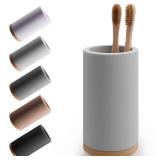 Bamboo Toothbrush Holder Diatomite Tooth Brush Organizer - Storage Stand for Small Bathroom & Counter - Removable Base & Drain Holes, Water-Absorbent & Quick-Drying (Light Grey) - Retail: $20 Bamboo Toothbrush Holder Diatomite Tooth Brush Organizer - Storage Stand for Small Bathroom & Counter - Removable Base & Drain Holes, Water-Absorbent & Quick-Drying (Light Grey) - Retail: $20