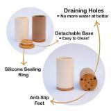 Bamboo Toothbrush Holder Diatomite Tooth Brush Organizer - Storage Stand for Small Bathroom & Counter - Removable Base & Drain Holes, Water-Absorbent & Quick-Drying (Light Grey) - Retail: $20 Bamboo Toothbrush Holder Diatomite Tooth Brush Organizer - Storage Stand for Small Bathroom & Counter - Removable Base & Drain Holes, Water-Absorbent & Quick-Drying (Light Grey) - Retail: $20