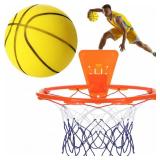 Silent Basketball and Hoop Set Soft Foam Indoor Basketball No Noise for Indoor Dribbling and Shooting Practice Ideal for Teens Adults(Yellow, Size 5) - Retail: $22 Silent Basketball and Hoop Set Soft Foam Indoor Basketball No Noise for Indoor Dribbling and Shooting Practice Ideal for Teens Adults(Yellow, Size 5) - Retail: $22