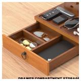 Wood Phone Docking Station, Nightstand Organizer with Drawer, Bedside Table Organizer for Watch & Accessories, Christmas Anniversary Birthday Gifts for Men, Dad, Husband - Retail: $40 Wood Phone Docking Station, Nightstand Organizer with Drawer, Bedside Table Organizer for Watch & Accessories, Christmas Anniversary Birthday Gifts for Men, Dad, Husband - Retail: $40