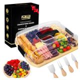 Portable Travel Charcuterie Board with Lid, Bamboo Charcuterie Cheese Board with Cover Accessories Gift Set, Large Covered Charcuterie Box Serving Tray Board Platter 7 Compartment Traveling Christmas Portable Travel Charcuterie Board with Lid, Bamboo Charcuterie Cheese Board with Cover Accessories Gift Set, Large Covered Charcuterie Box Serving Tray Board Platter 7 Compartment Traveling Christmas