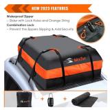 Car Roof Bag XBEEK Rooftop top Cargo Carrier Bag Waterproof 15 Cubic feet for All Cars with/Without Rack, Includes Anti-Slip Mat, 8 Reinforced Straps, 6 Door Hooks, Luggage Lock - Retail: $140 Car Roof Bag XBEEK Rooftop top Cargo Carrier Bag Waterproof 15 Cubic feet for All Cars with/Without Rack, Includes Anti-Slip Mat, 8 Reinforced Straps, 6 Door Hooks, Luggage Lock - Retail: $140