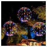 Set of 3 Christmas LED Light Balls, Hanging Tree Globe Fold Flat Metal Frame Ball Light Indoor Outdoor Christmas Decoration (Multicolor) Set of 3 Christmas LED Light Balls, Hanging Tree Globe Fold Flat Metal Frame Ball Light Indoor Outdoor Christmas Decoration (Multicolor)