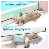 Cat Perch for Window Sill with Bolster - Orthopedic Hammock Design with Premium Hardwood & Robust Metal Frame - Cat Window Seat for Large Cats and Kittens - Dark Stained Wood Brown Bed, 24''W - Retail Cat Perch for Window Sill with Bolster - Orthopedic Hammock Design with Premium Hardwood & Robust Metal Frame - Cat Window Seat for Large Cats and Kittens - Dark Stained Wood Brown Bed, 24''W - Retail