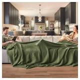 Gentlesoft 100% Cotton Blanket King Size for Bed - Breathable and Soft, Thick Cozy Waffle Weave Christmas Blanket Gift for Women, Olive Green, 104x90 inches - Retail: $66 Gentlesoft 100% Cotton Blanket King Size for Bed - Breathable and Soft, Thick Cozy Waffle Weave Christmas Blanket Gift for Women, Olive Green, 104x90 inches - Retail: $66