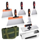 Drywall Knives Set, Paint Spatula with Bag and Plastic Handle, Rustproof Putty Spatula, Stainless Steel Putty Knife for Scraping Wallpaper and Drywall (8Pcs) Drywall Knives Set, Paint Spatula with Bag and Plastic Handle, Rustproof Putty Spatula, Stainless Steel Putty Knife for Scraping Wallpaper and Drywall (8Pcs)