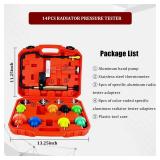 14PCS Pressure Leak Tester Tool Kit, Radiator Pump Pressure Tester for Automotive Cooling System, Water Tank Leakage Detection Tool Set - Retail: $34 14PCS Pressure Leak Tester Tool Kit, Radiator Pump Pressure Tester for Automotive Cooling System, Water Tank Leakage Detection Tool Set - Retail: $34