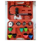 14PCS Pressure Leak Tester Tool Kit, Radiator Pump Pressure Tester for Automotive Cooling System, Water Tank Leakage Detection Tool Set - Retail: $34 14PCS Pressure Leak Tester Tool Kit, Radiator Pump Pressure Tester for Automotive Cooling System, Water Tank Leakage Detection Tool Set - Retail: $34