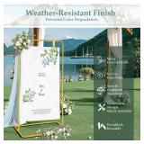 Wedding Welcome Sign Holder, 68x31x20 Welcome to Our Wedding Sign Adjustable Display Stand with 4 Leather Hanging Straps, Gold Easel Stand Personalized for Baby Bridal Valentine - Retail: $26 Wedding Welcome Sign Holder, 68x31x20 Welcome to Our Wedding Sign Adjustable Display Stand with 4 Leather Hanging Straps, Gold Easel Stand Personalized for Baby Bridal Valentine - Retail: $26