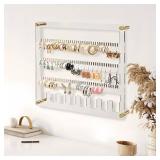 Earring Holder Organizer, 4 Layer Wall Mounted Ear Stud Display Storage, Acrylic Large Capacity Jewelry Organizer Earring Display and Storage for Studs, Dangling, Necklace - Retail: $19 Earring Holder Organizer, 4 Layer Wall Mounted Ear Stud Display Storage, Acrylic Large Capacity Jewelry Organizer Earring Display and Storage for Studs, Dangling, Necklace - Retail: $19