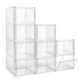 Storage Bins with Lids, 9 Pack Plastic Storage Containers with Magnetic Door, 19 Qt Stackable Clear Storage Box for Home, Office Organizing - Retail: $75 Storage Bins with Lids, 9 Pack Plastic Storage Containers with Magnetic Door, 19 Qt Stackable Clear Storage Box for Home, Office Organizing - Retail: $75