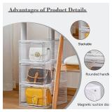 Storage Bins with Lids, 9 Pack Plastic Storage Containers with Magnetic Door, 19 Qt Stackable Clear Storage Box for Home, Office Organizing - Retail: $75 Storage Bins with Lids, 9 Pack Plastic Storage Containers with Magnetic Door, 19 Qt Stackable Clear Storage Box for Home, Office Organizing - Retail: $75