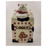 Cat Cookie Jar with Checkered Design Cat Cookie Jar with Checkered Design