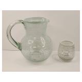 Mexican Art Glass Spiral Pitcher w/ Cup Mexican Art Glass Spiral Pitcher w/ Cup