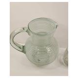 Mexican Art Glass Spiral Pitcher w/ Cup Mexican Art Glass Spiral Pitcher w/ Cup