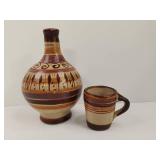 Mexican Tonala Pottery Set - Decanter and Cup Mexican Tonala Pottery Set - Decanter and Cup