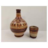 Mexican Tonala Pottery Set - Decanter and Cup Mexican Tonala Pottery Set - Decanter and Cup