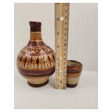Mexican Tonala Pottery Set - Decanter and Cup Mexican Tonala Pottery Set - Decanter and Cup