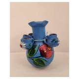 Blue Clay Floral Folk Art Vase Blue Clay Floral Folk Art Vase