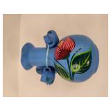 Blue Clay Floral Folk Art Vase Blue Clay Floral Folk Art Vase