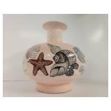 Hand Painted Seashell and Starfish Vase Hand Painted Seashell and Starfish Vase