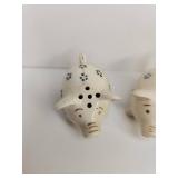 Ceramic Pig Salt and Pepper Shakers with Blue Floral Design Ceramic Pig Salt and Pepper Shakers with Blue Floral Design