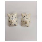 Ceramic Pig Salt and Pepper Shakers with Blue Floral Design Ceramic Pig Salt and Pepper Shakers with Blue Floral Design