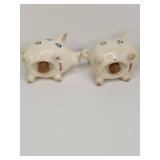 Ceramic Pig Salt and Pepper Shakers with Blue Floral Design Ceramic Pig Salt and Pepper Shakers with Blue Floral Design