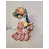Ceramic Garden Bunny Figurine with Floral Hat Ceramic Garden Bunny Figurine with Floral Hat