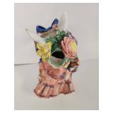 Ceramic Garden Bunny Figurine with Floral Hat Ceramic Garden Bunny Figurine with Floral Hat