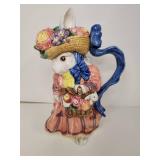 Ceramic Garden Bunny Figurine with Floral Hat Ceramic Garden Bunny Figurine with Floral Hat