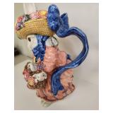 Ceramic Garden Bunny Figurine with Floral Hat Ceramic Garden Bunny Figurine with Floral Hat