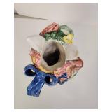 Ceramic Garden Bunny Figurine with Floral Hat Ceramic Garden Bunny Figurine with Floral Hat