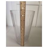 Clear Glass Vase with Linear Pattern Clear Glass Vase with Linear Pattern